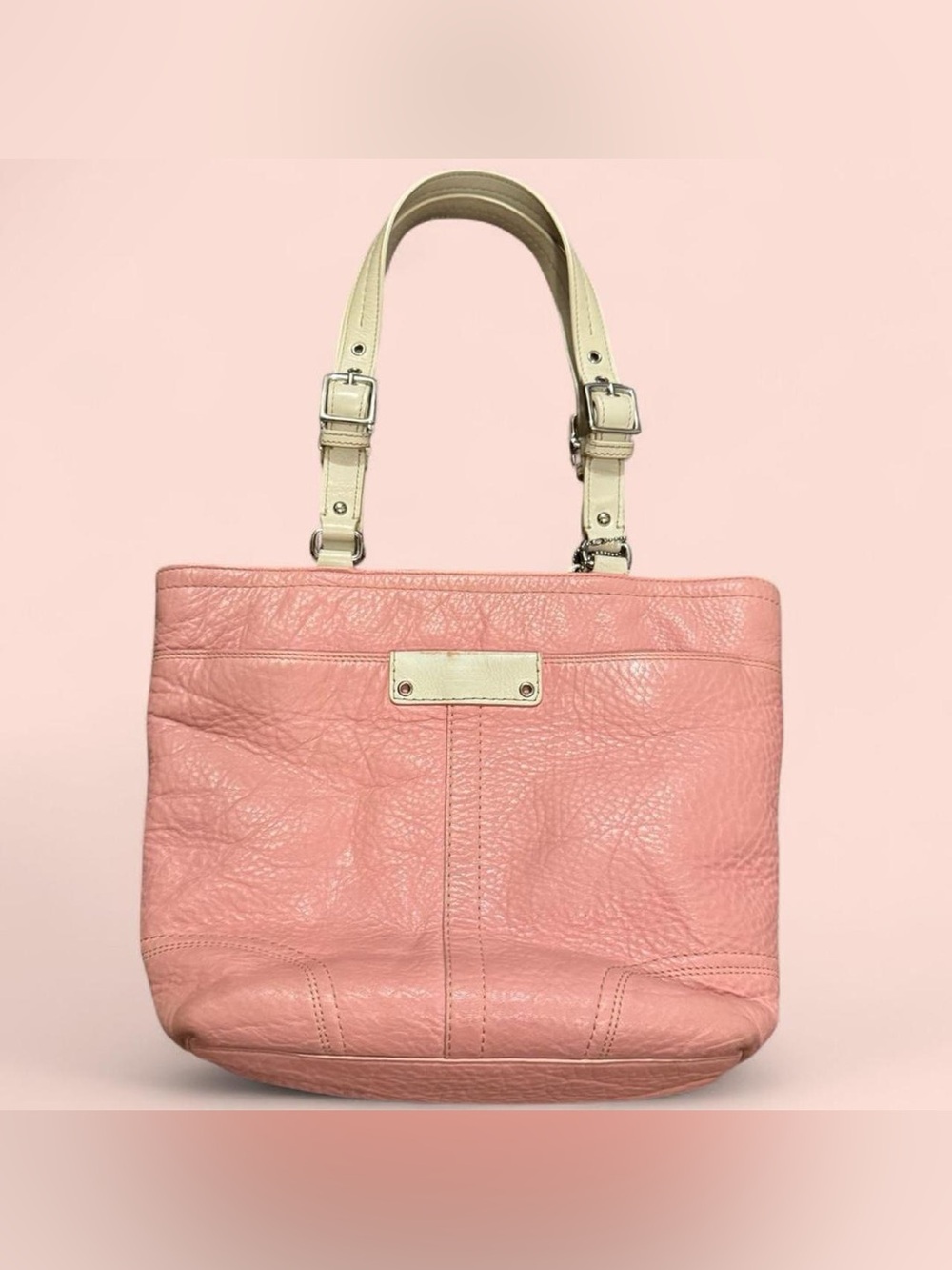 COACH Pink Hamilton Tote Pebbled Leather Shoulderbag Purse